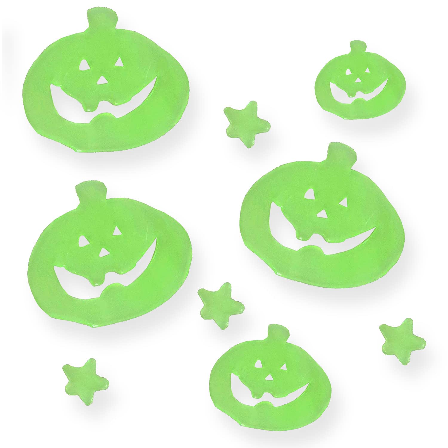 AKH® Halloween Window Stickers | 9 Stickers | Glow in The Dark Gel Stickers | Pumpkin and Star Design | Halloween Window Clings for Decoration | Halloween Window Decoration