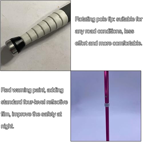 Miniatura 6 de Bastón telescópico ciego  Bastón plegable reflectante para personas con discapacidad de visión y ciegas, bolsa de embalaje de cortesía (una pieza)