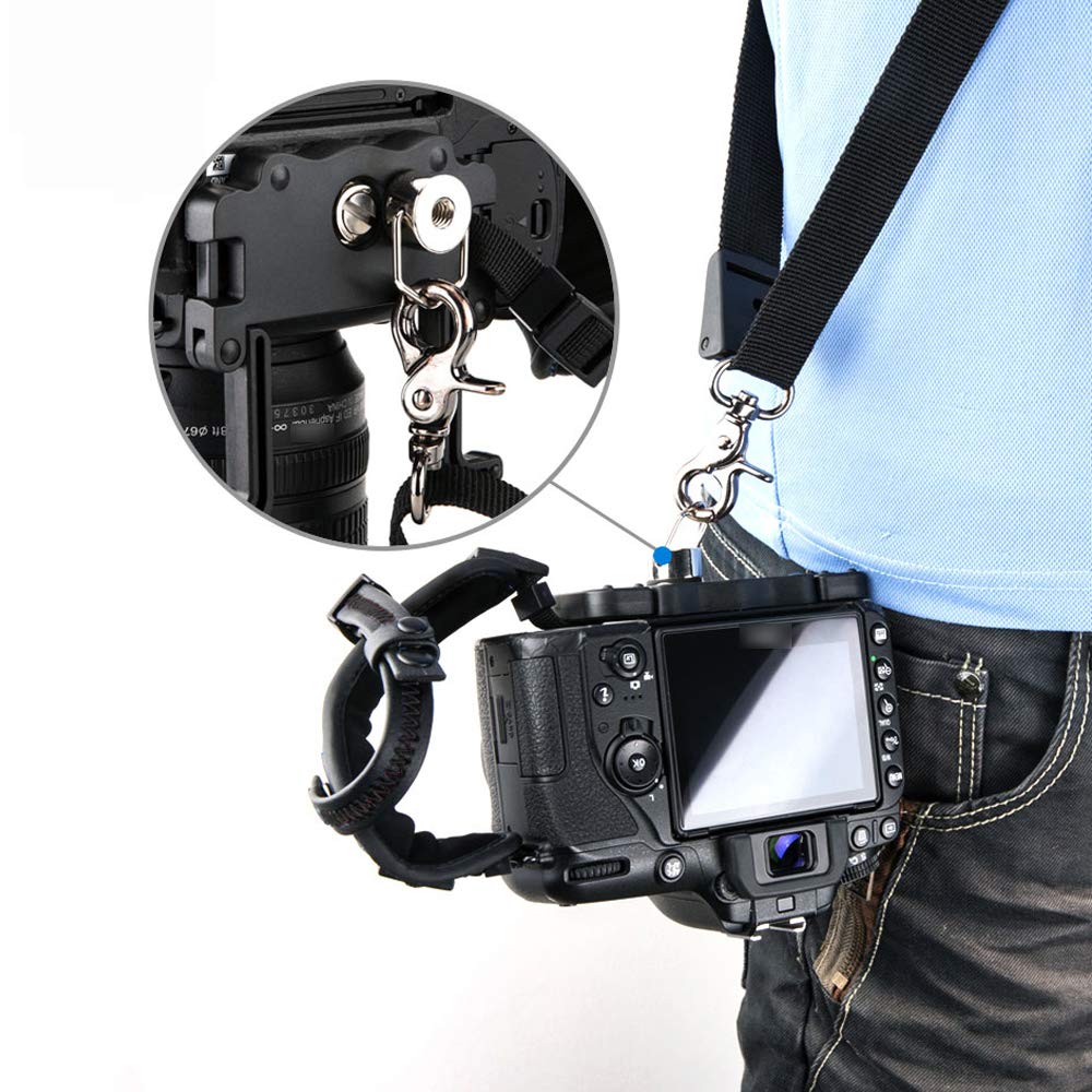 JJC DSLR Fotocamera Cinghia da Polso con Piastra U per Can. EOS R8 R6II R10 R7 R5 R6 5DIV 6DII M50II M200 90D 850D 200DII Son. FX30 ZV-E10 H400 Panason. Lumix DC-G100 G110 FZ1000 FZ300 Sigm. fp (NERO)