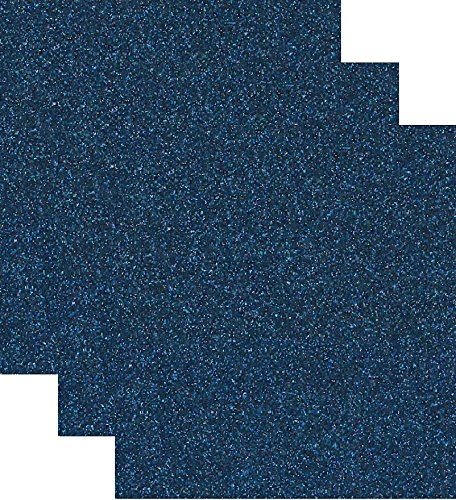 Siser Glitter Heat Transfer Vinyl HTV for T-Shirts 10 by 12 Inches (1 Foot) 3 Precut Sheets (Sapphire Blue)