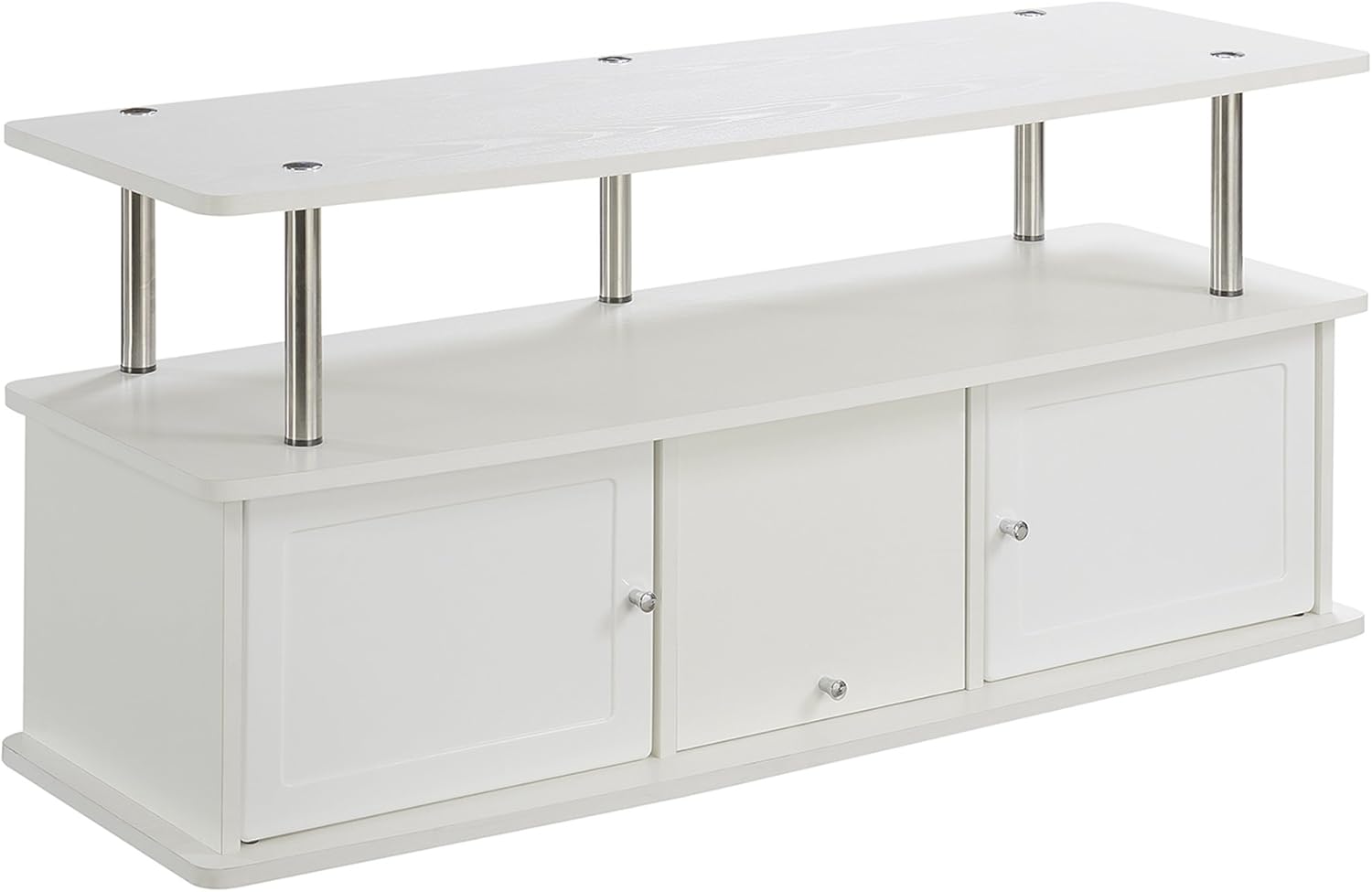 Convenience Concepts Designs2Go 55 inch TV Stand with 3 Storage Cabinets and Shelf, White