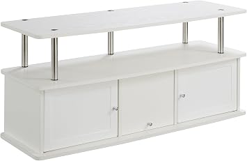 Convenience Concepts Designs2Go 55 inch TV Stand with 3 Storage Cabinets and Shelf, White