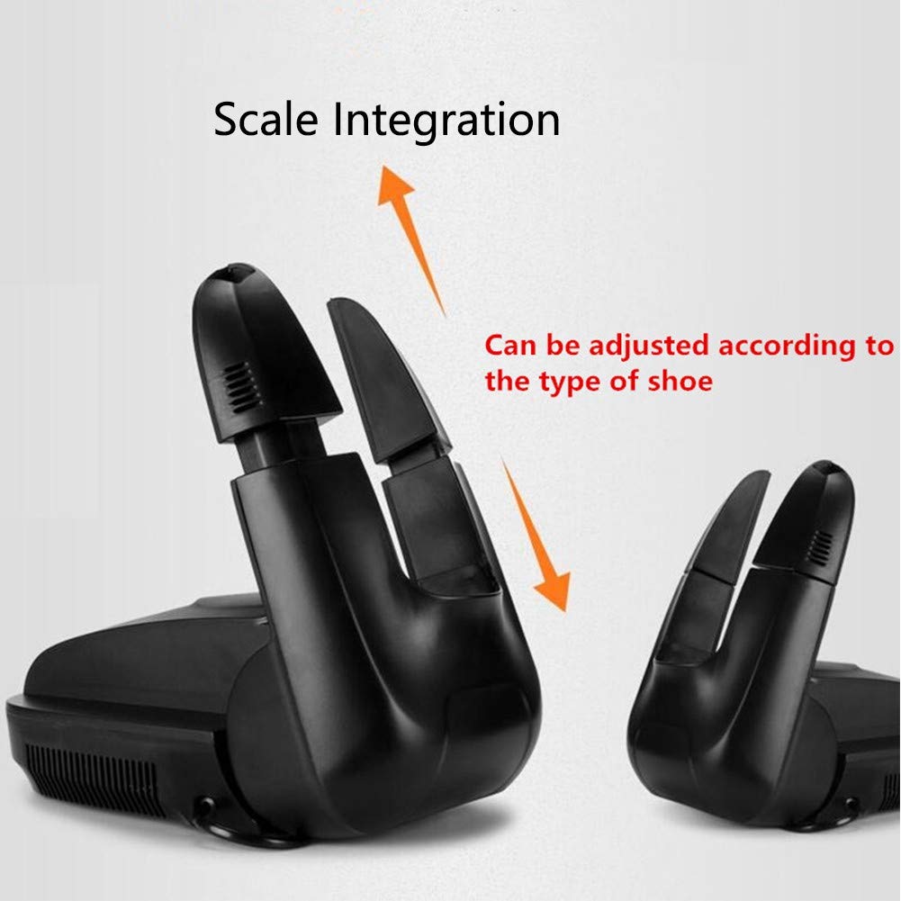 Secador de Zapatos eléctrico y desodorizador de ozono, esterilizador de Zapatos/Botas con Controles Digitales, Temporizador telescópico Plegable para desinfección (27 x 10 cm) - Negro