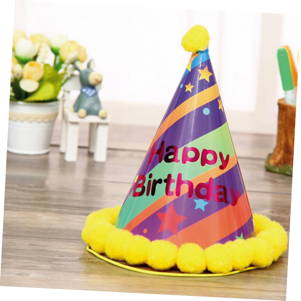 Abaodam 12piezas Sombreros De Cumpleaños Para Niño Niña Pompones Para Fiestas Infantiles Decoración Divertida y Original Para Celebraciones