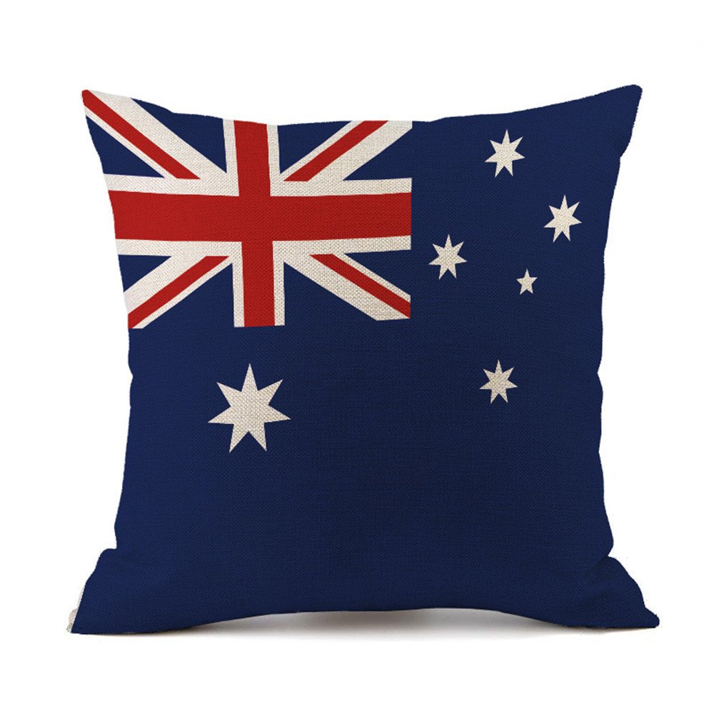 National Flag Cushion Cover Cotton Linen Decorative Cushion Cover Car Sofa Decoration 45 x 45 cm, Australia, 45 x 45 cm