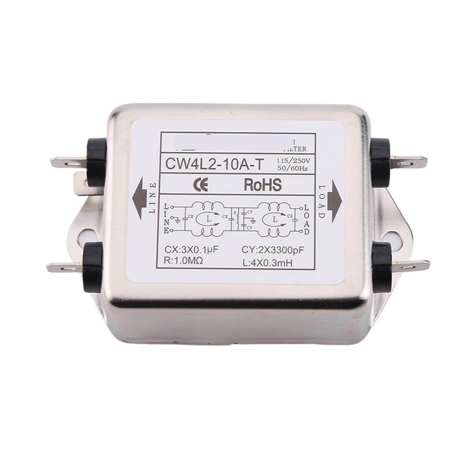 Filtre double étage CW4L2-10A-T d'alimentation 220v avec boîtier métallique enfichable