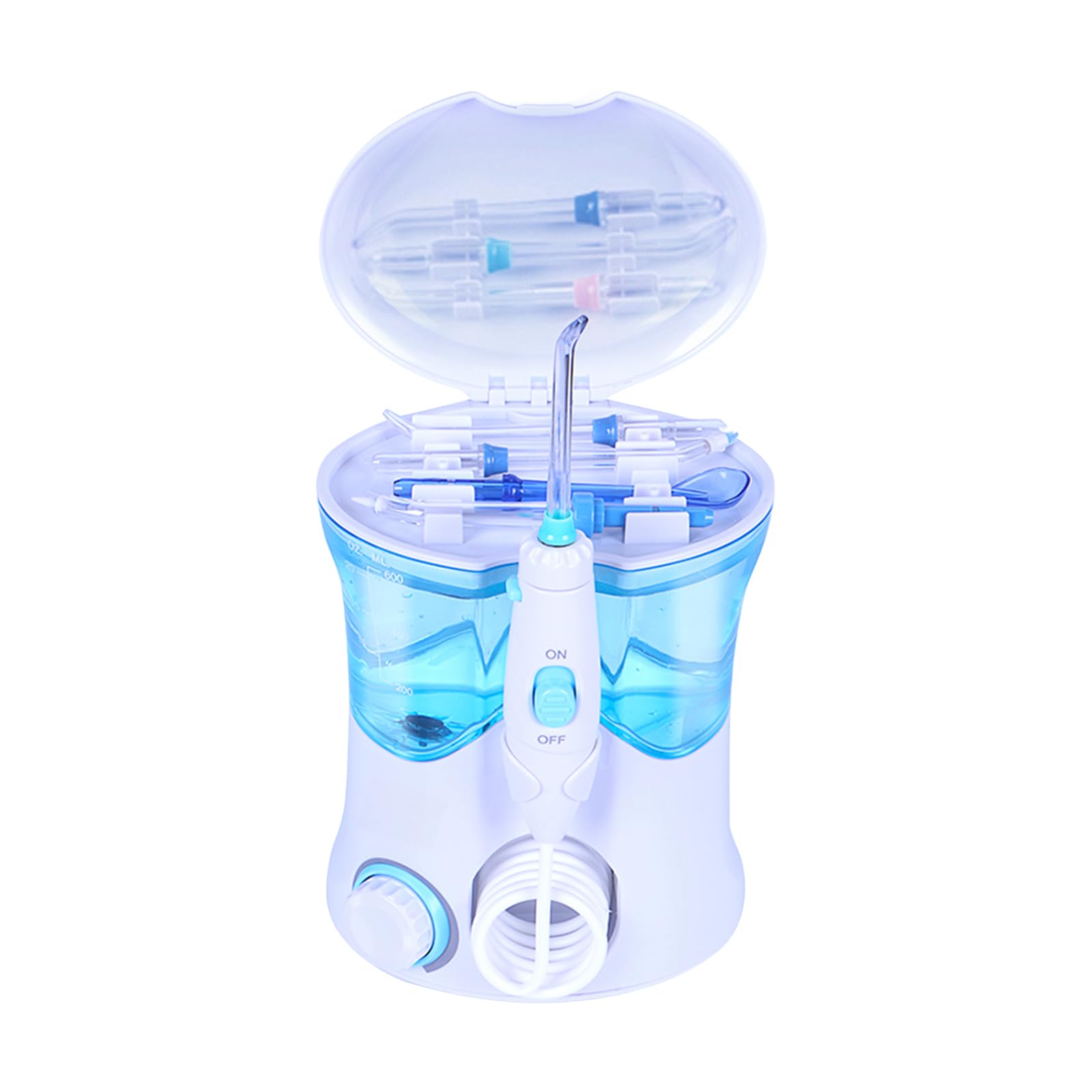 Irrigador oral de escritorio eléctrico con 10 modos Depósito de agua 600 ml 7 puntas de chorro reemplazables Limpiador de dientes para limpieza dental