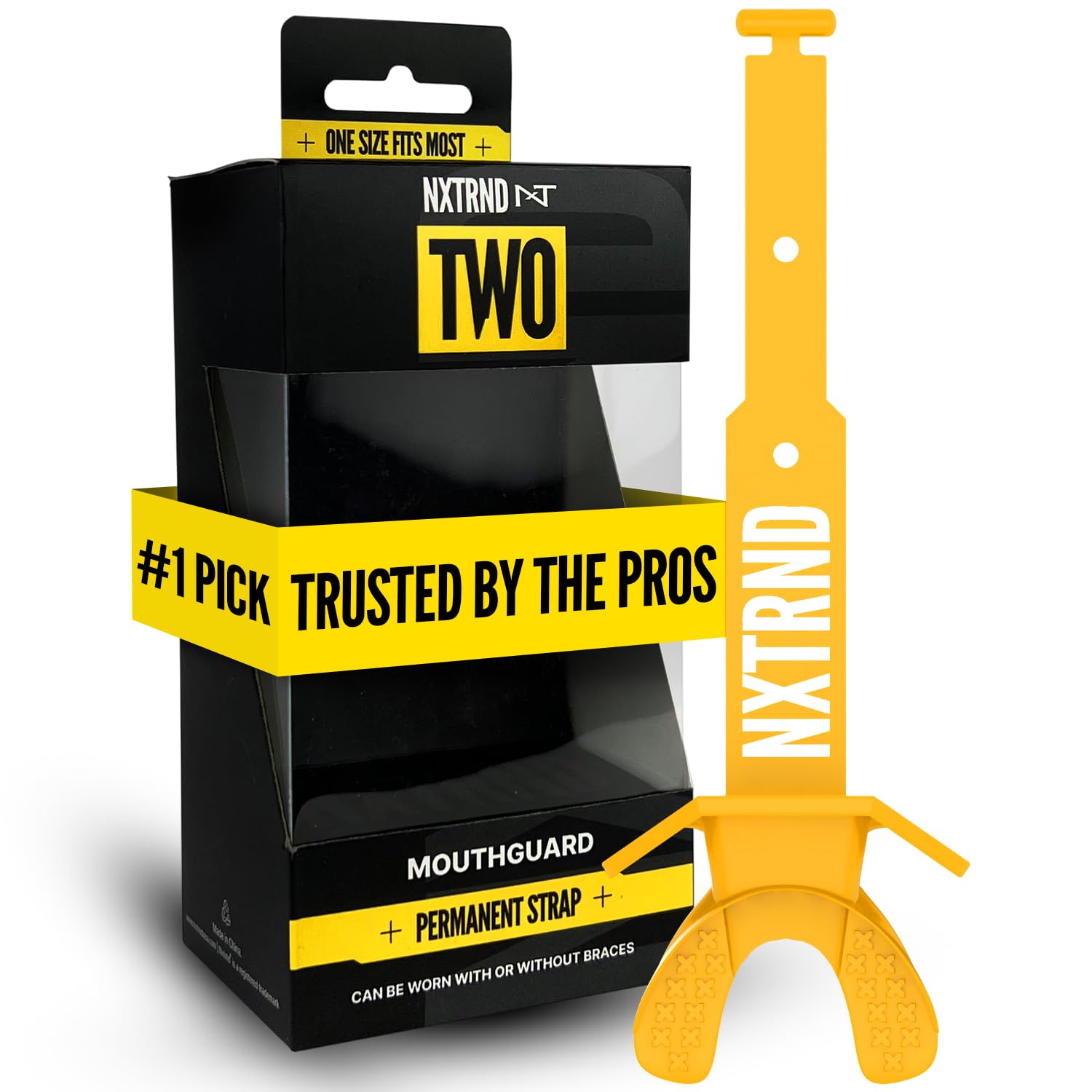 Nxtrnd Two Football Mouth Guard, Football Mouthpiece With Strap, Fits Adult & Youth (Yellow)-image