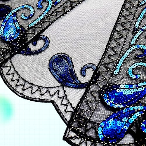 Black Royal Blue Sequin Shawl, 1920s Black Royal Blue Flapper Shawl, Womens Lace Shawls And Wraps, Evening Shawls With Sequins, Plus Size Sequin Wrap Gatsby Beaded Evening Cape4