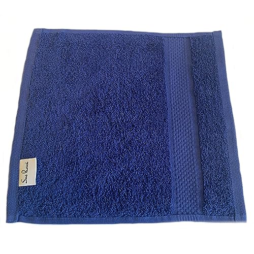 Sue Rossi Towels 100% Turkish Combed Organic Cotton, 600gsm Thick, Plush Soft & Highly Absorbent, Quick Dry Home Or Hotel Quality Bathroom Towel (Navy Blue, Face Cloth Flannel)