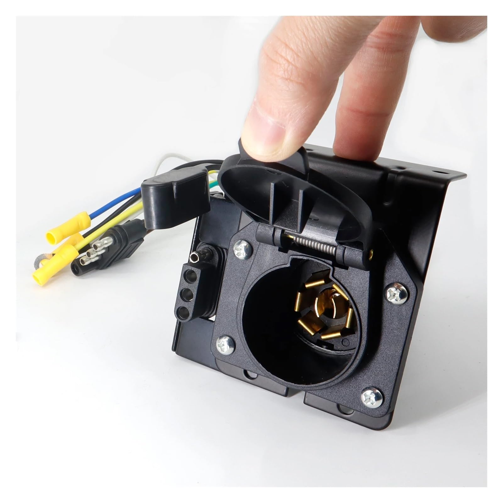 Muzhen Store Conector de Remolque Hembra Plano de 4 vías, Adaptador de Remolque múltiple, cableado de camión, Enchufe de arnés de luz, Pin de 4 vías a Hoja RV de 7 vías