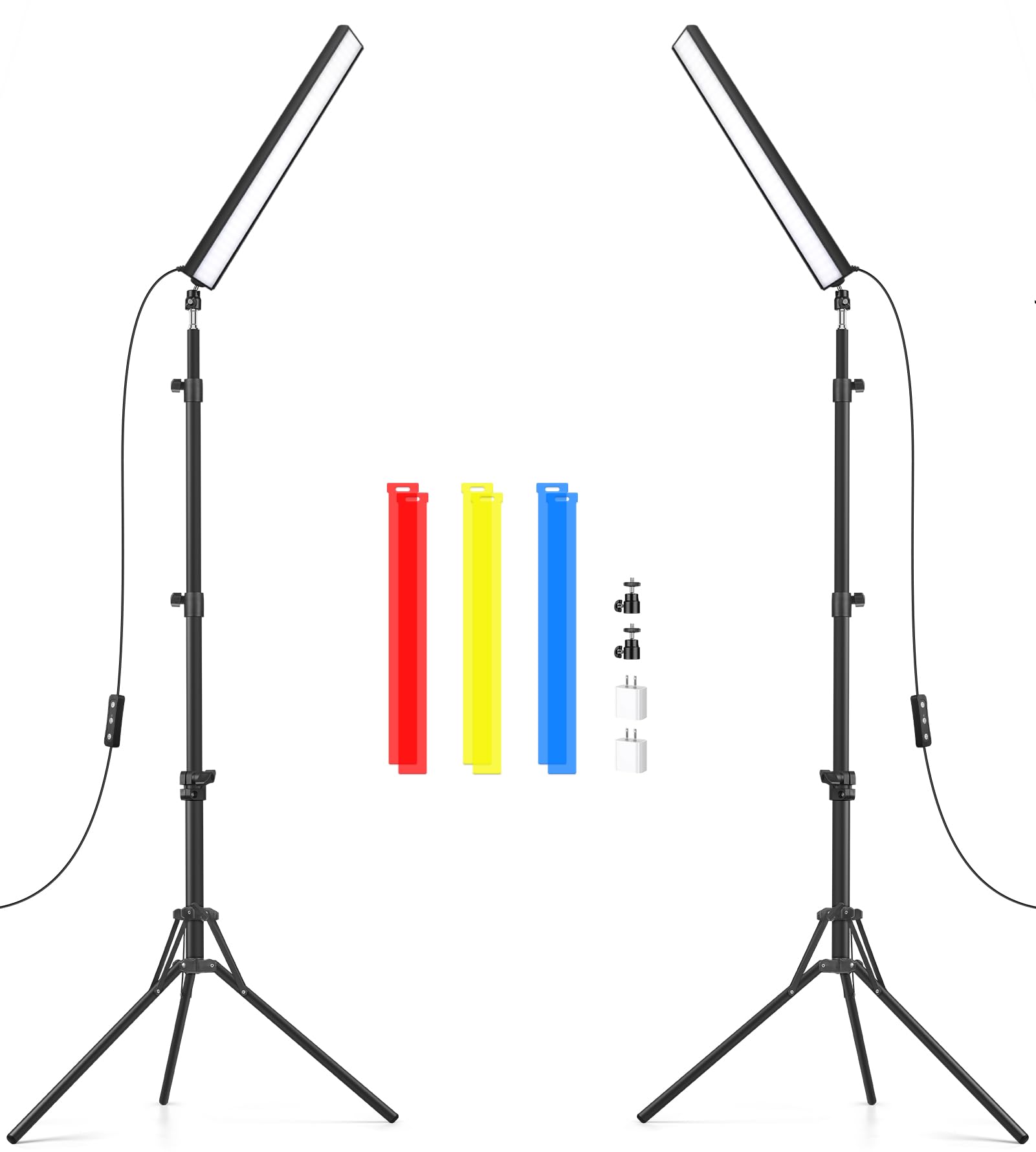 Obeamiu2 Pack Led Video Light Wand Stick, 5600K USB Photography Lighting Stick Kit with 80'' Tripod Stand, Portable Studio Light for Live Broadcast/Photography