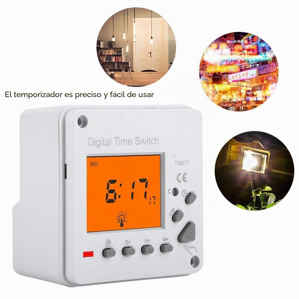 Temporizador Digital Programador eléctrico Inteligente Interruptor de Control Inteligente con retroiluminación de Pantalla para electrodomésticos Tablero de Publicidad Lámpara de Carretera (220V)