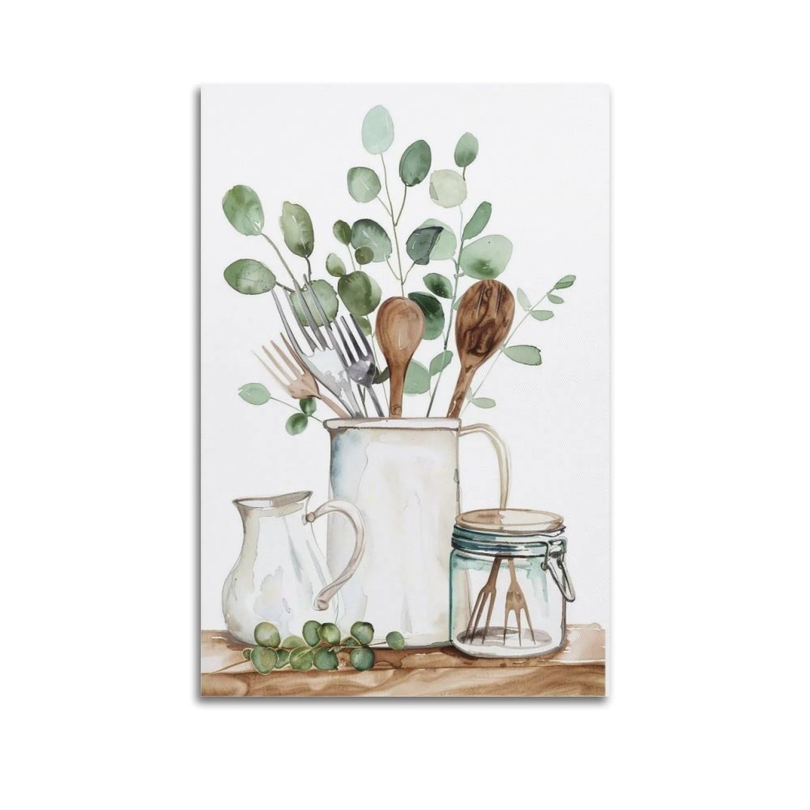HUERYRYHY Kitchenware Eucalyptus 01 Poster Wall Art Canvas Vintage Aesthetic Painting Decor for Rooms 24x36inch Unframe-style