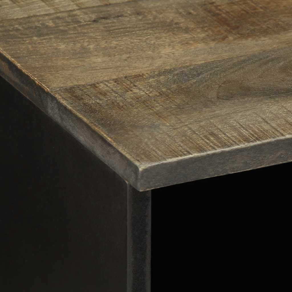 TV-Schrank 100x33x46 cm, Massivholz Mango Schwarz, handgeschnitzt, mit Schublade und Fächern für Wohnzimmer, Media Konsole