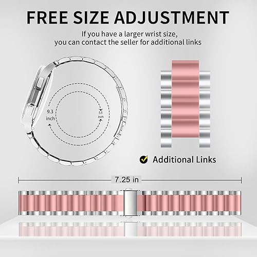 Vista 46 de GOLDTOLUCK Stainless Steel Band Compatible with Samsung Galaxy Watch 8 7 6 5 4 Classic FE Pro 40mm 44mm 46mm 43mm 47mm 45mm 42mm 20mm Men Women Negro