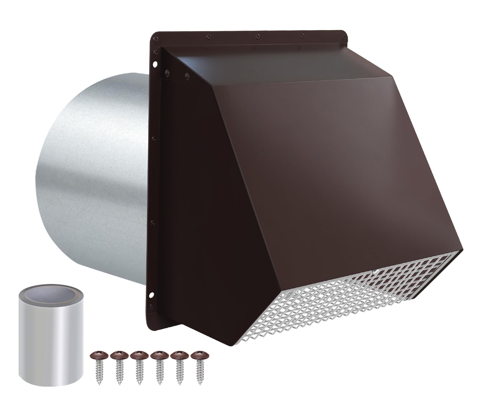 7Inch Hooded Wall Vent with Screen and Damper,Galvanized Steel Exhaust Vent Cover Cap Outside,Wall Vent Cover Exterior Outdoor Vent Hood for Kitchen Range Hood Laundry Dryer Bathroom Fan Duct Air Vent