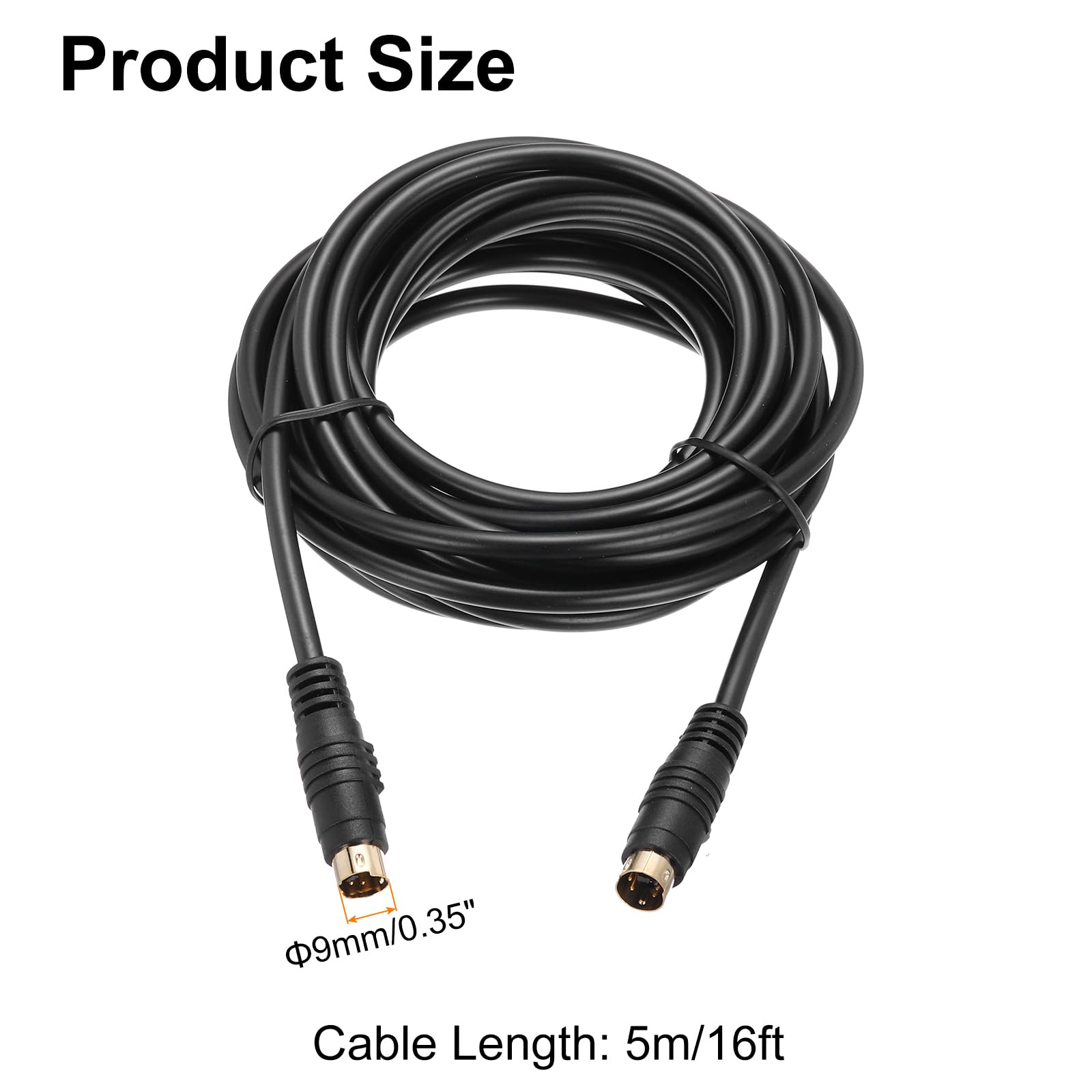 MECCANIXITY Cable de vídeo S de 16 pies, mini DIN de 4 pines, cable S-Video macho a macho, chapado en oro, conector de transferencia para receptor de TV, monitor, S-VHS, VCR, DVD