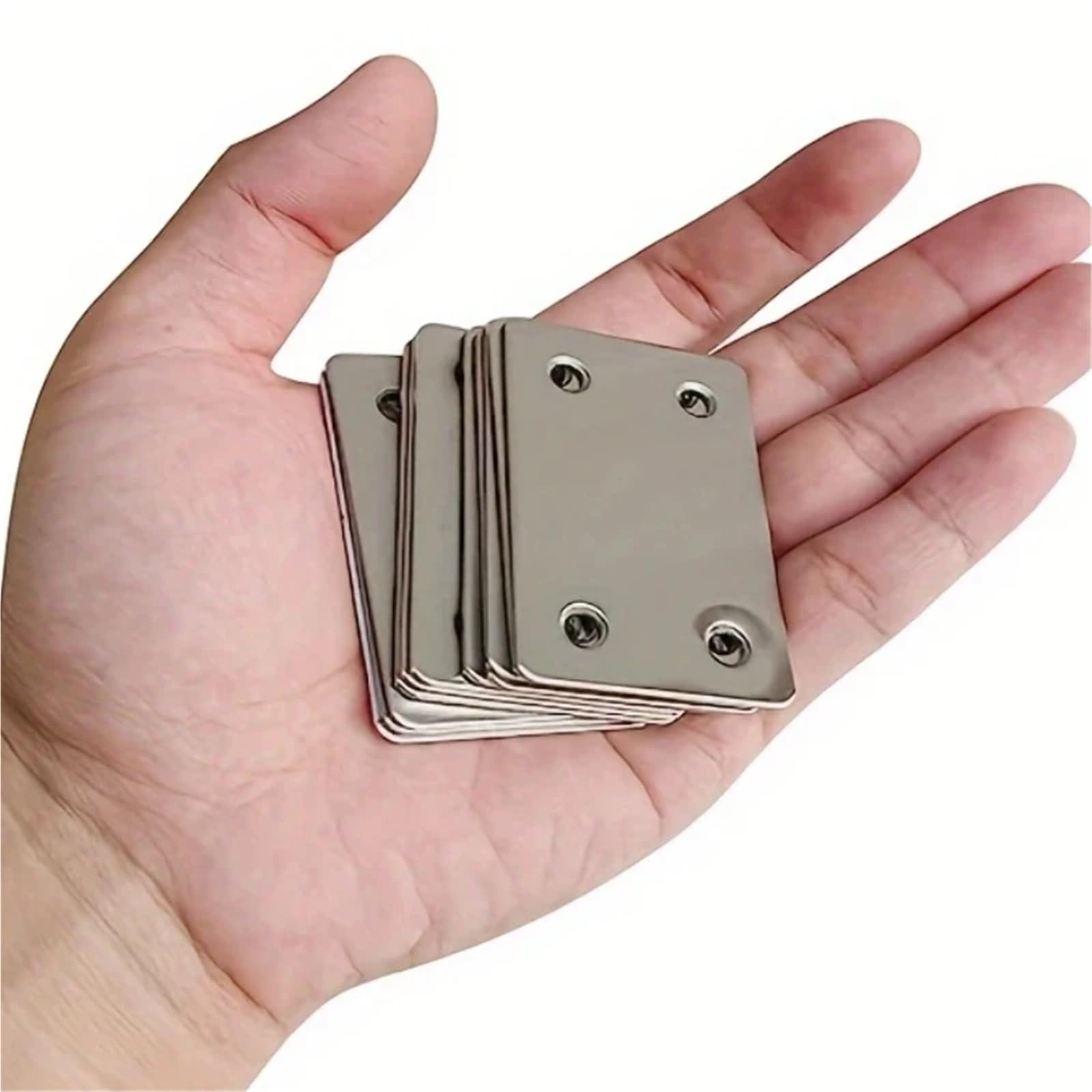 Zihdke 20Sets 6/10/20Pcs Stainless Steel Flat Mending Plates 4 Hole Straight Fixing Wooden Furniture Cabinet Repair Support Join Fasteners With Screws For Repairing(20Sets)