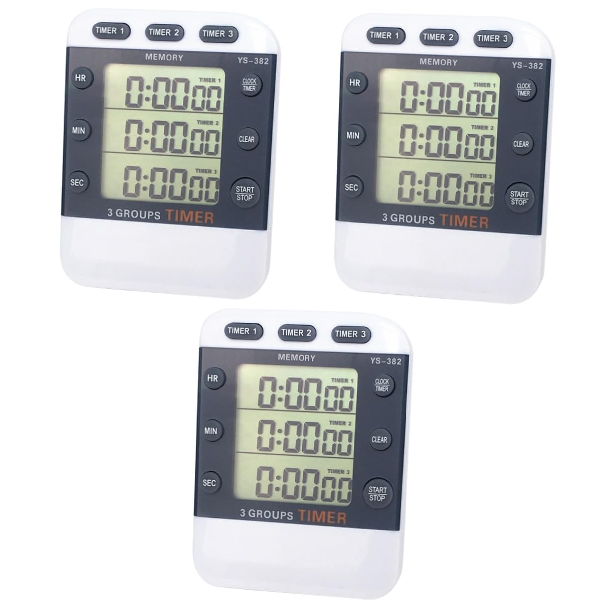 VANZACK 3 pour Batterie Horloges Minuterie Étudiants LCD Chronographe Chronomètre Jeux Numériques Rappel Horloge De Cuisine sans Ligne De Compte À Rebours Magnétique Horloge De Cuisine De