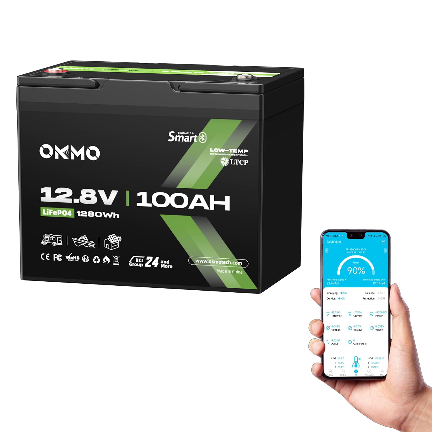 OKMO 12V 100Ah LiFePO4