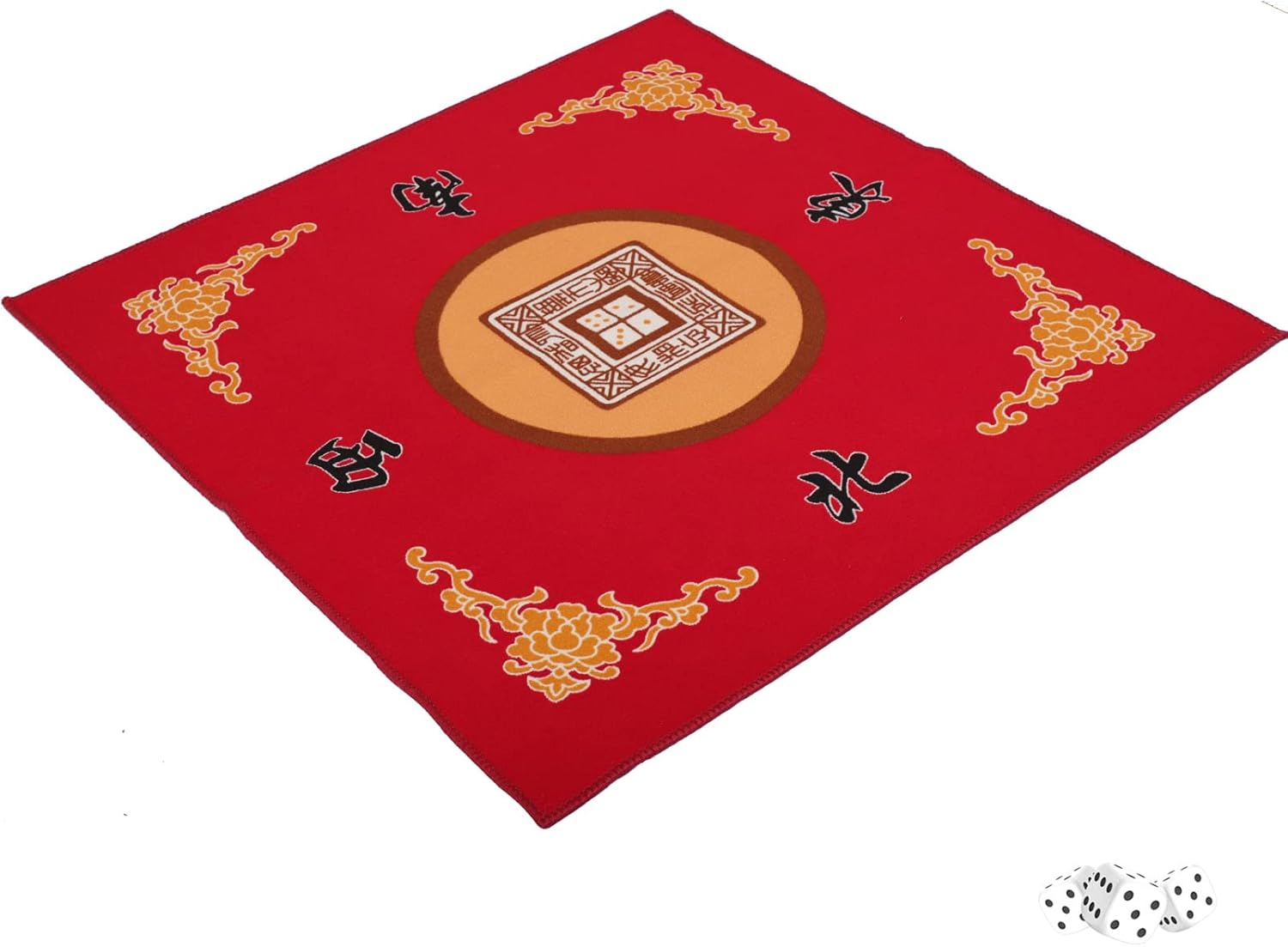 Chinese Mahjong Set, with X-Large (1.5") 144 Numbered Melamine Green Tiles, 2 Spare Tiles, 6 Dice and a Wind Indicator, Carrying Travel Case with English Instruction, Mahjong Mat(Red)