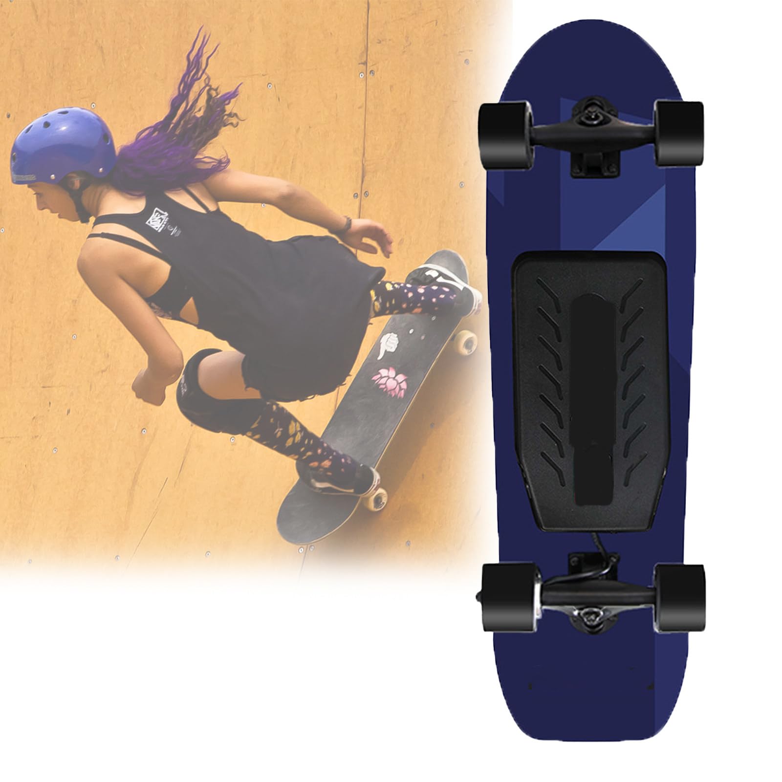 Longboard Portable pour Débutants, Skateboard électrique Professionnel avec Télécommande et Régulateur de Vitesse, Autonomie de 26 km, Charge Rapide de 90 Min B-Dualdrive