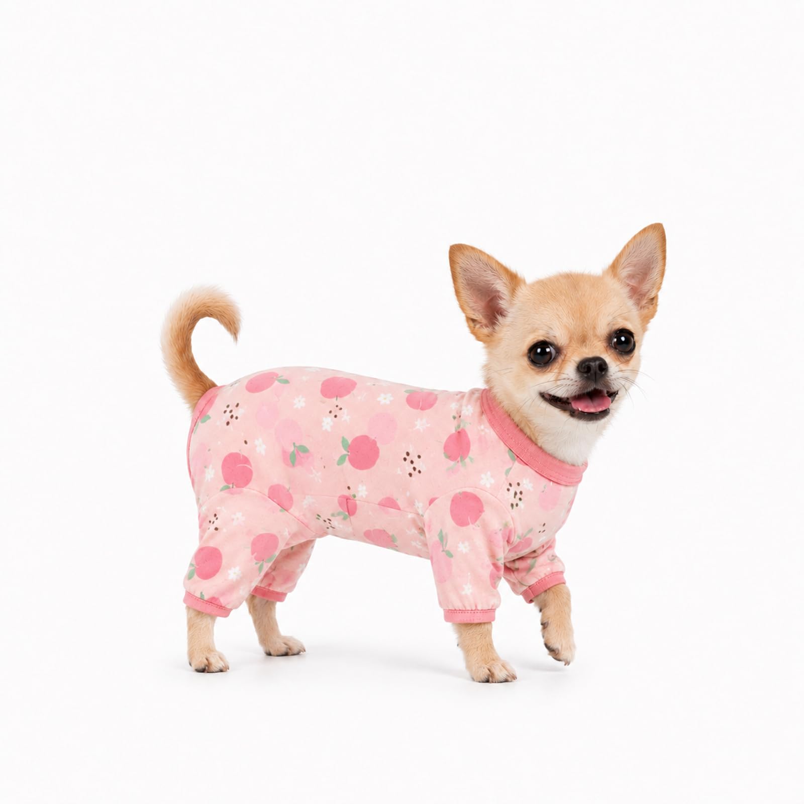 Dog Recovery Suit After Surgery Anti-Lick Protection - Soft Cotton Breathable Stretchy Easy-On Design With Adjustable Rear For Male Female Dogs, Peach Pattern Cone (S)