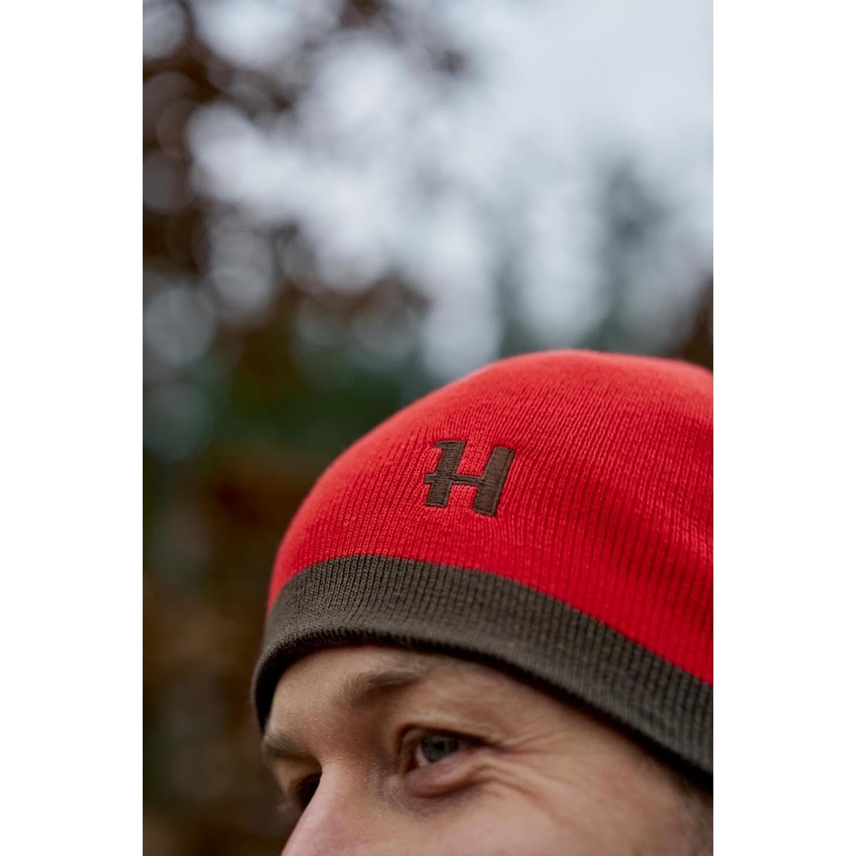 Harkila Aspire - Gorro reversible, color marrón y rojo