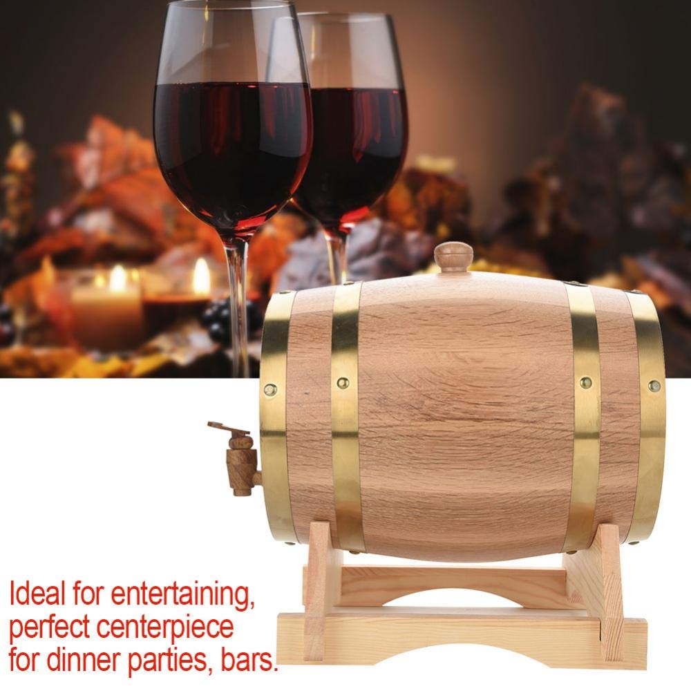 Barile di legno di rovere, distributore di bevande a forma di barilotto da 5 l, decanter in legno con rubinetto, dispenser di alcool, ideale per vino, whisky, birra, rum