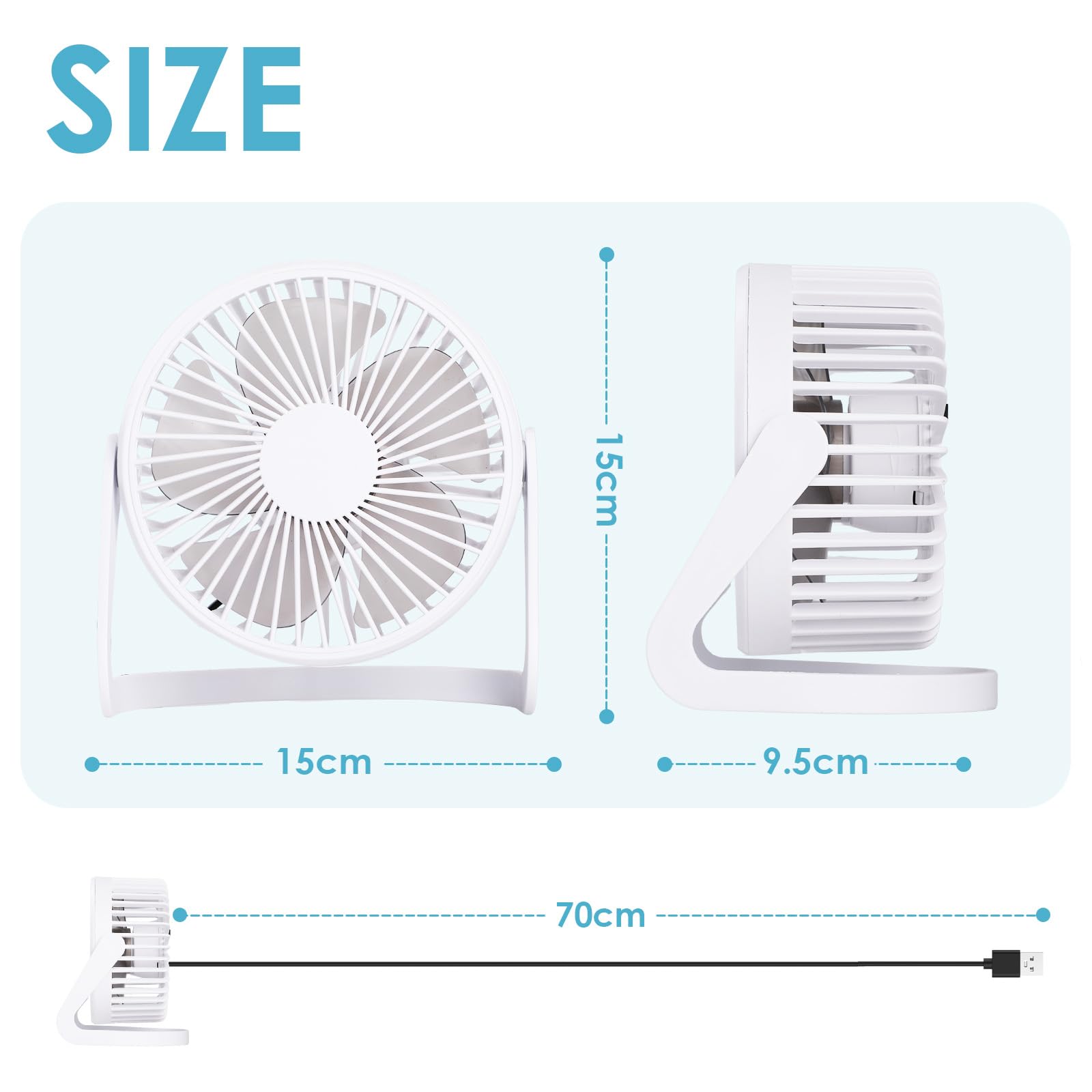 Mini Ventilateur USB 5 Pouces - Rotation 60° Portable Silencieux Puissant Noir - Bureau Et Maison