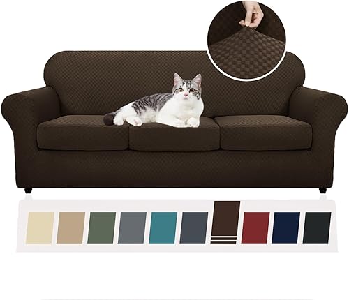 Miniatura 49 de YEMYHOM Últimas Fundas de Sofá a Cuadros de 4 Piezas para Sofá de 3 Cojines Extra Grande de Alta Elasticidad Engrosada Funda de Sofá para Perros