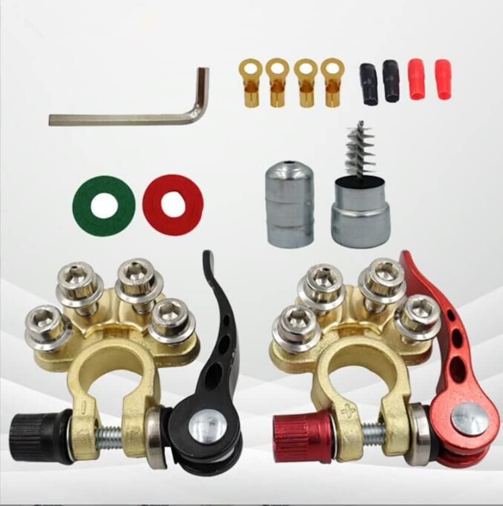 Best Car Battery Terminal Connectors, 2 Pcs 4 Way Quick Release Disconnect Car Battery Terminal for SAE/JIS Type A Posts, Compatible with Cars, Vans, Trucks and More