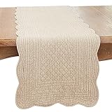 Saro Lifestyle 100% Cotton Charming Quilted Table Runner, 16'x72', Taupe
