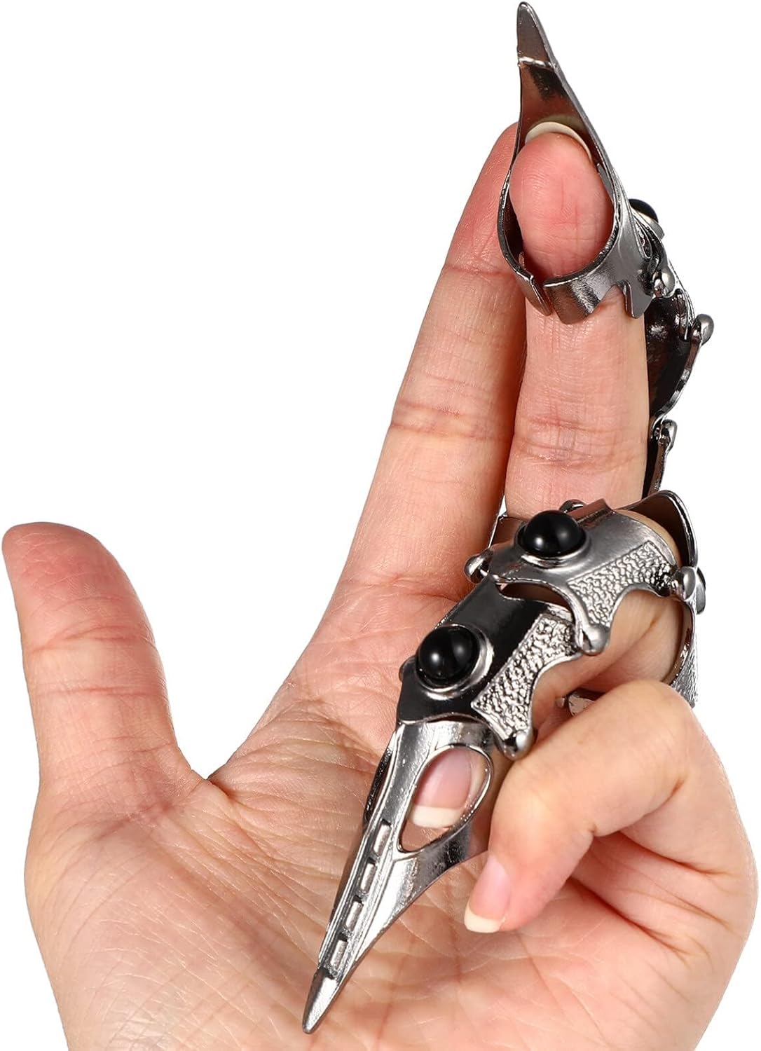 4Pcs Halloween Gothic Full Finger Joint Ring Punk Finger Full Finger Hinged Ring Claws Finger Halloween Cosplay Costume Props Black - Image 7