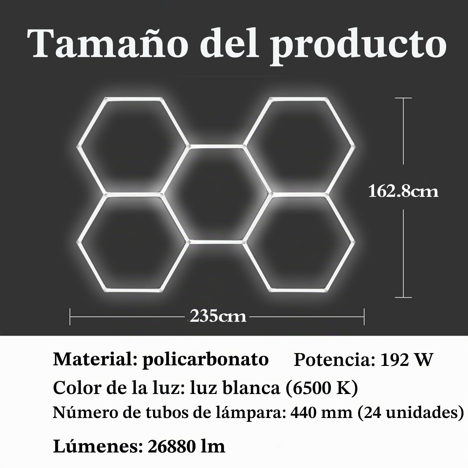 Luz Garaje Techo Led Hexagonal,Hexagonales Led Garage Light,Luces Led Hexagonales para Gimnasios,PráCtico Y Elegante,Apto para BañOs,Supermercados,Oficinas,Etc