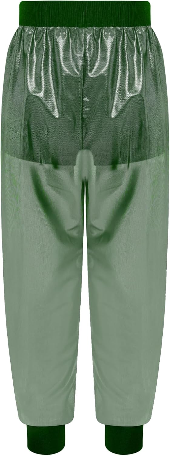 TiaoBug Kids Girls Patchwork Jazz Hop-hop Dance Pants See-Through Metallic Mesh Athletic Trousers Bottoms
