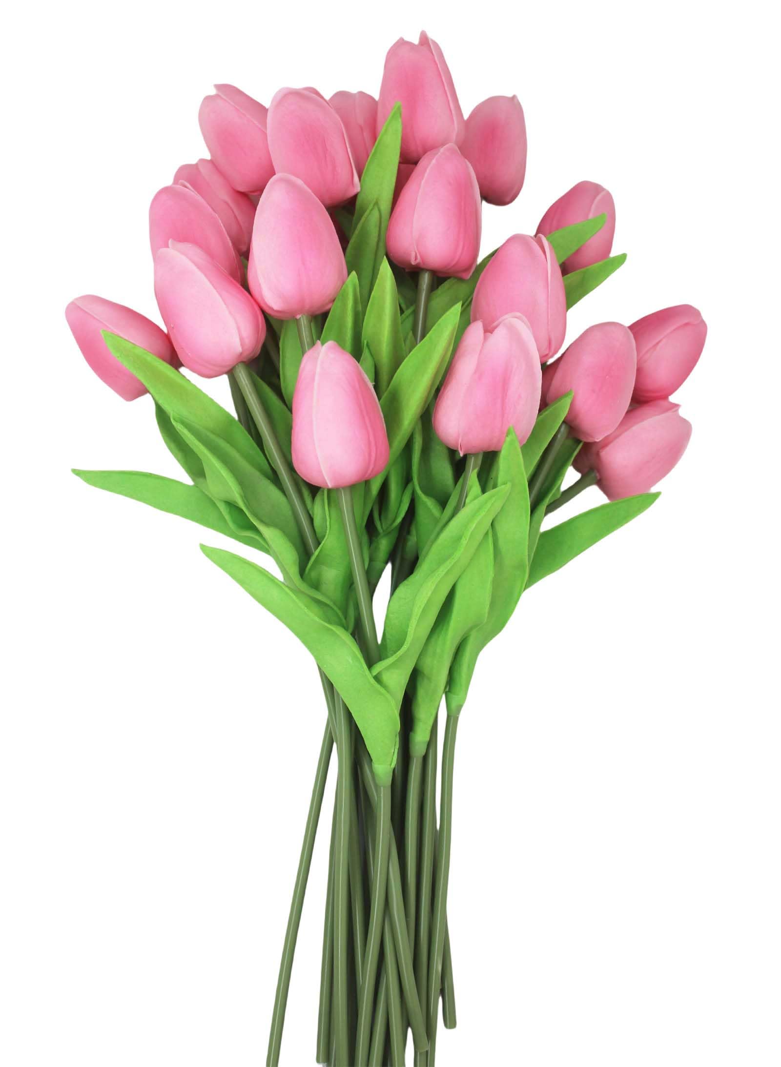 ALIERSA 10-Heads Tulips Artificial Flowers Arrangement Centerpiece Decoration Flowers for Wedding Flowers Bouquets Office Desk (Pink)