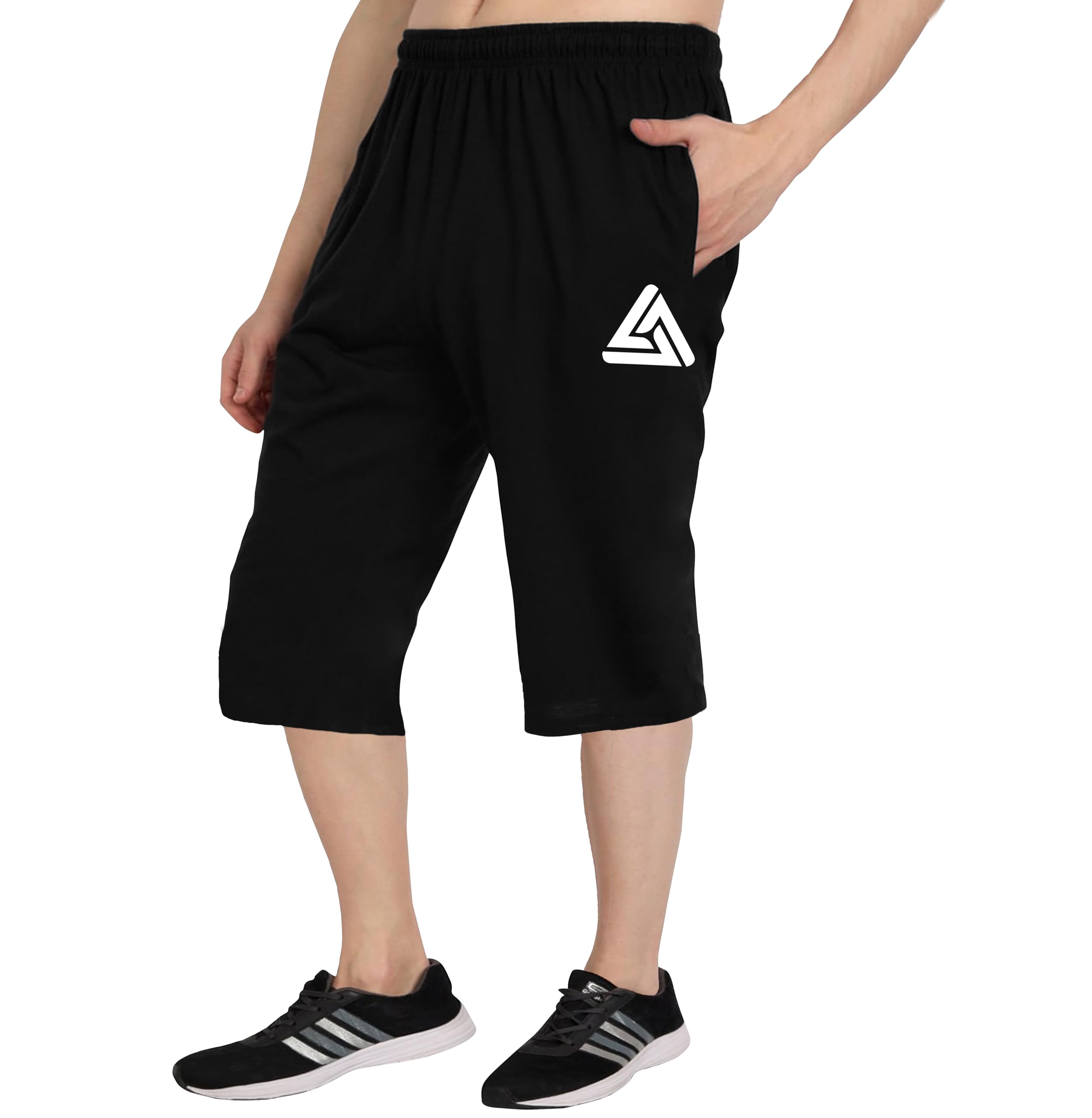 West Gate Clothing Plus Size Mens Three Fourth for Men | Mens Cotton Capri | Men's 3/4 | Triangle Print | Men's Capri 2XL,3XL,4XL,5XL-image-49
