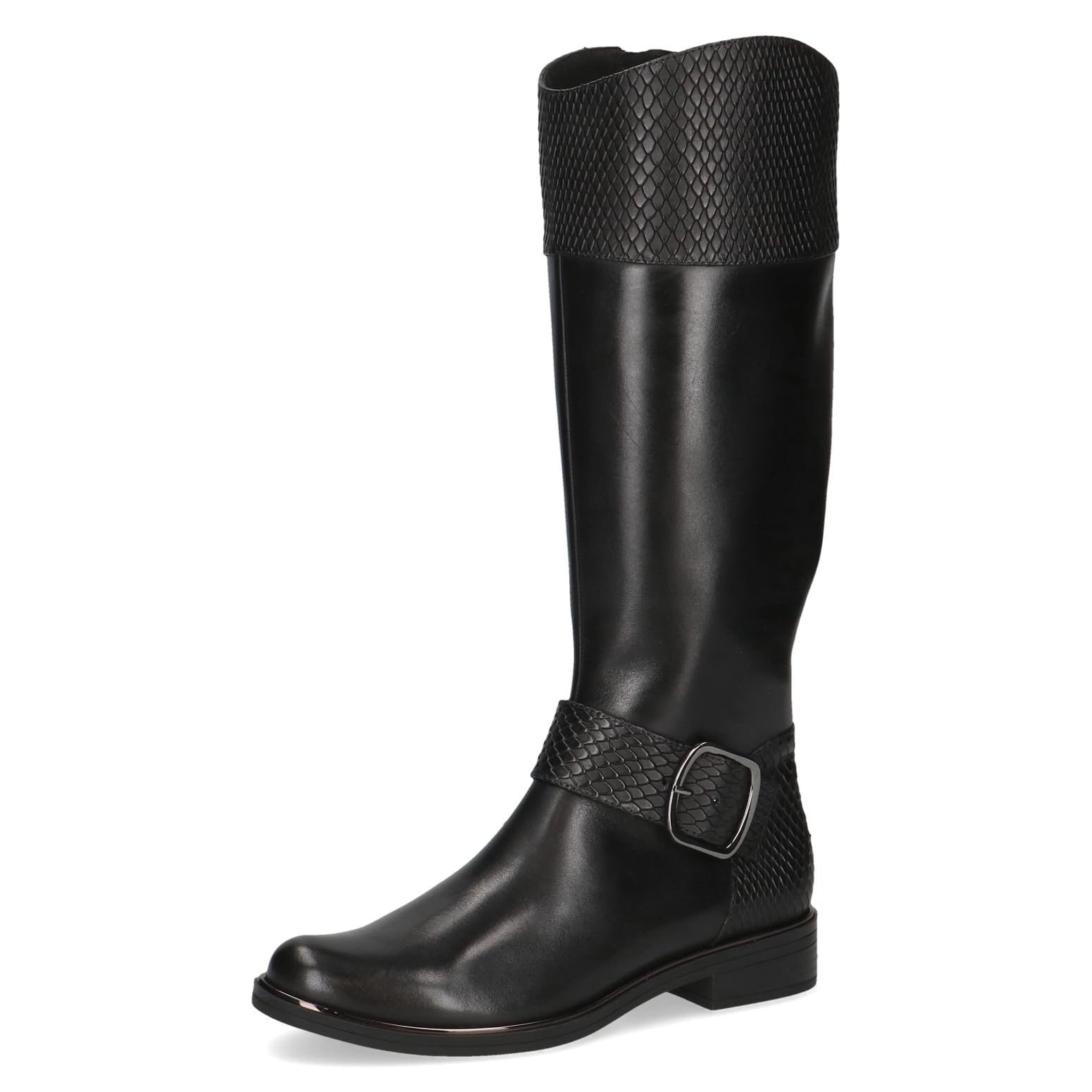 CAPRICE Women's leather boots with buckle, Black (Black Comb), 6.5 UK