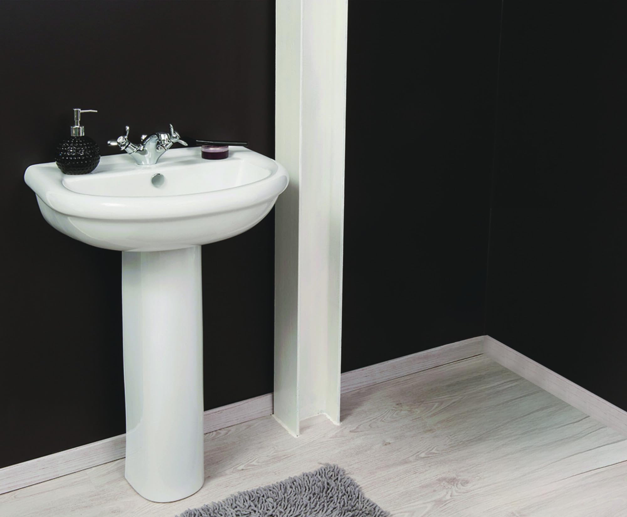 Lavabo SILVER Blanc 9-5cm H15-5xL44-5cmxL56cm Céramique | Facile à installer, Résistant aux taches, Avec trop-plein, Sans vidange ni robinetterie, Profondeur 9-5 cm, finition soignée