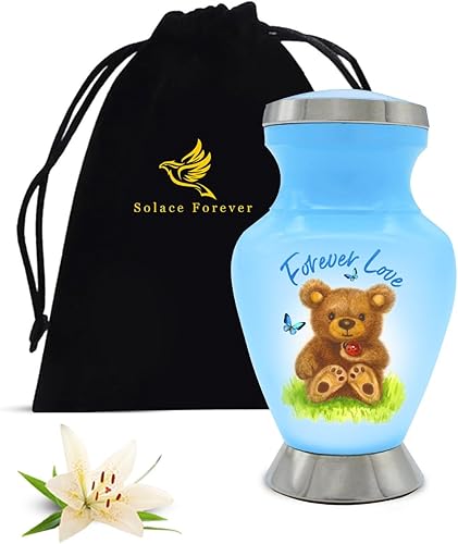 Urna de bebé para cenizas humanas, urna de cremación para cenizas para niñas y niños, honra a tu ser querido con urna de oso de peluche hecha a mano