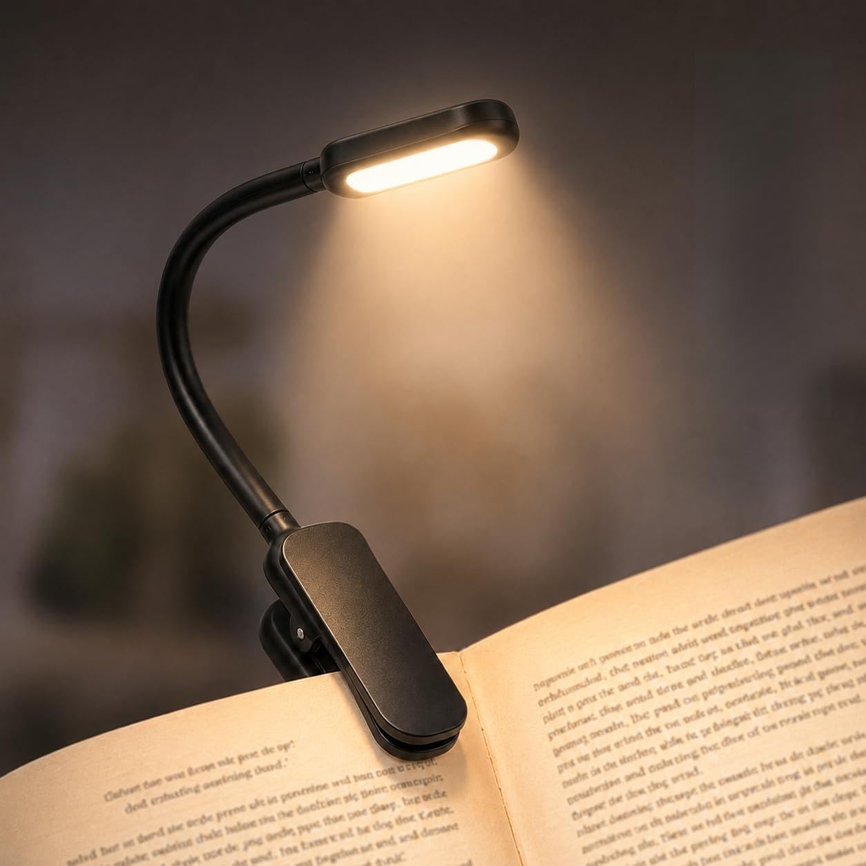 LED Rechargeable Book Light with Long Battery Life for Reading in Bed, Eye-Caring 4 Colour Temperatures & Stepless Dimming, Lightweight Flexible Clip-On Lamp
