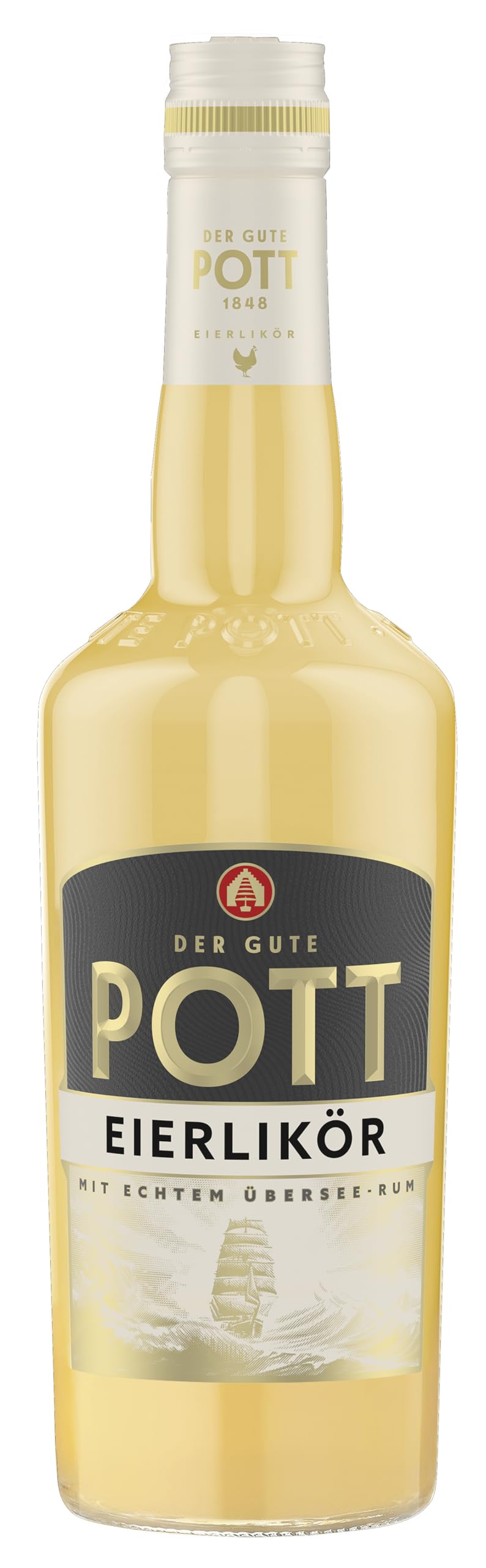 POTT Eierlikör (1x0,35l) 16 Prozent - Mit echtem Übersee Rum - Weich, aromatisch, mit feiner Vanillenote, zum Backen, für sahnige Cocktails oder pur genießen, laktosefrei