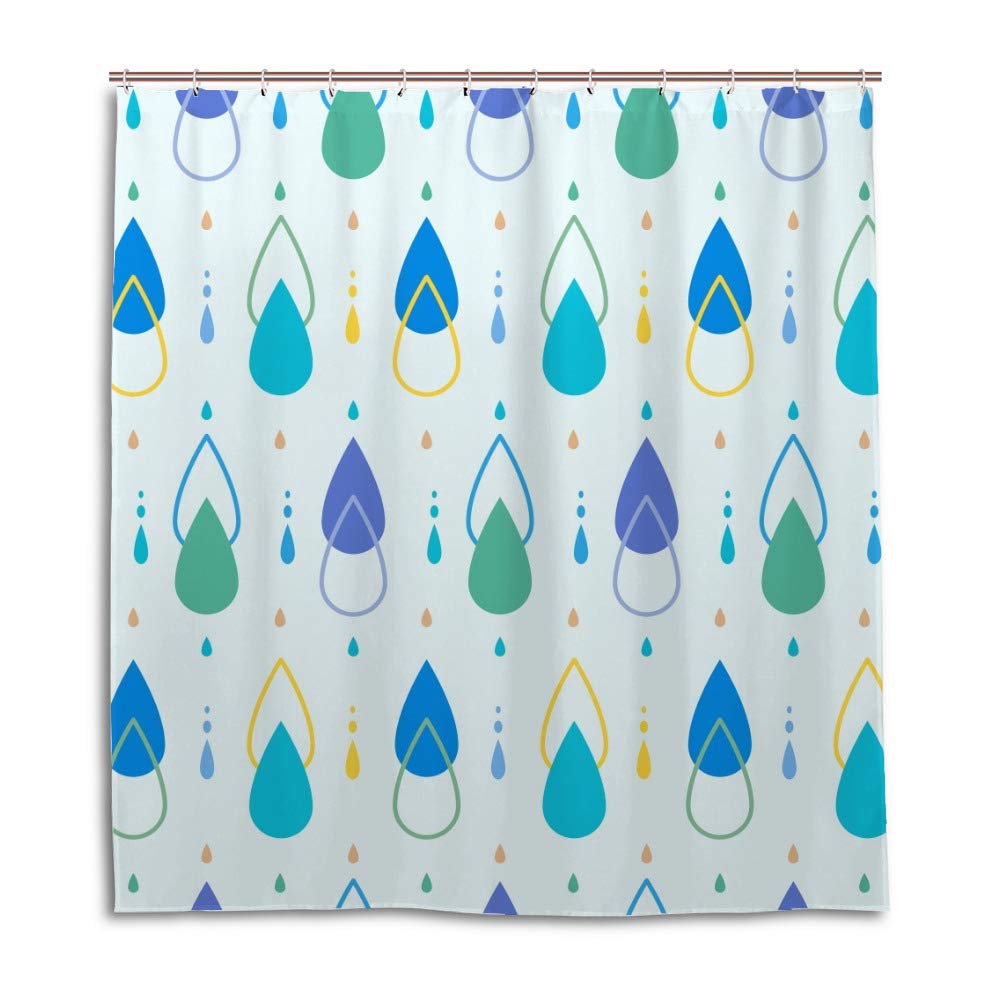 Rideau de douche imperméable motif gouttes colorées 168x183 cm