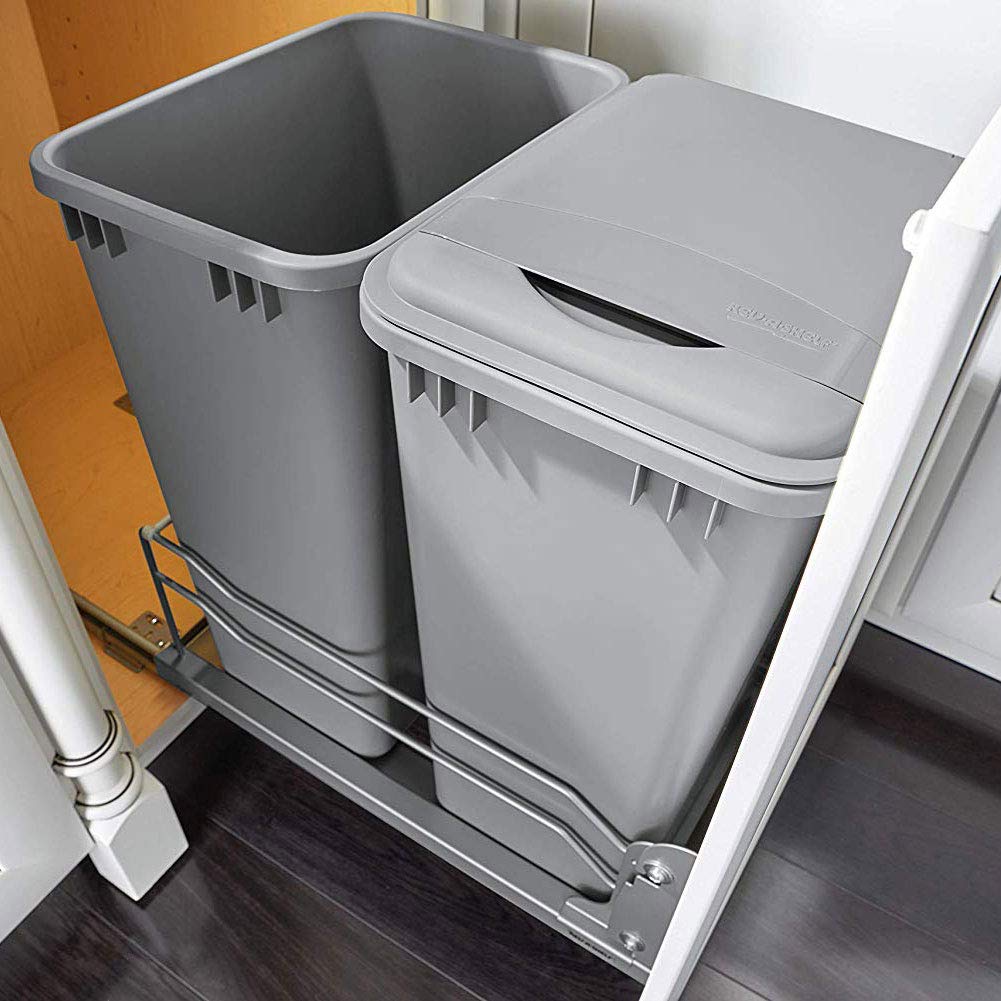 RevAShelf 53WC2150SCDM217 Double 50 Quart Undermount Kitchen Pullout Waste Container
