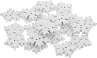 Loose Parts 50Pcs Christmas Wooden Snowflakes Buttons White Snowflake Buttons Snowflakes Embellishments Assorted Holiday Collection 2 Hole Snowflakes Buttons 18mm Creative Decor Borax Powder
