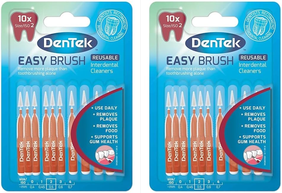 DenTek Easy Brush Interdental Brushes, ISO2/0.5mm for Removing Food and
