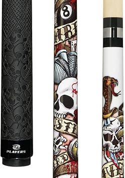 Players D-LH White with Tattoo-Inspired Live Hard Hustle Hard Banner Cue, 19-Ounce