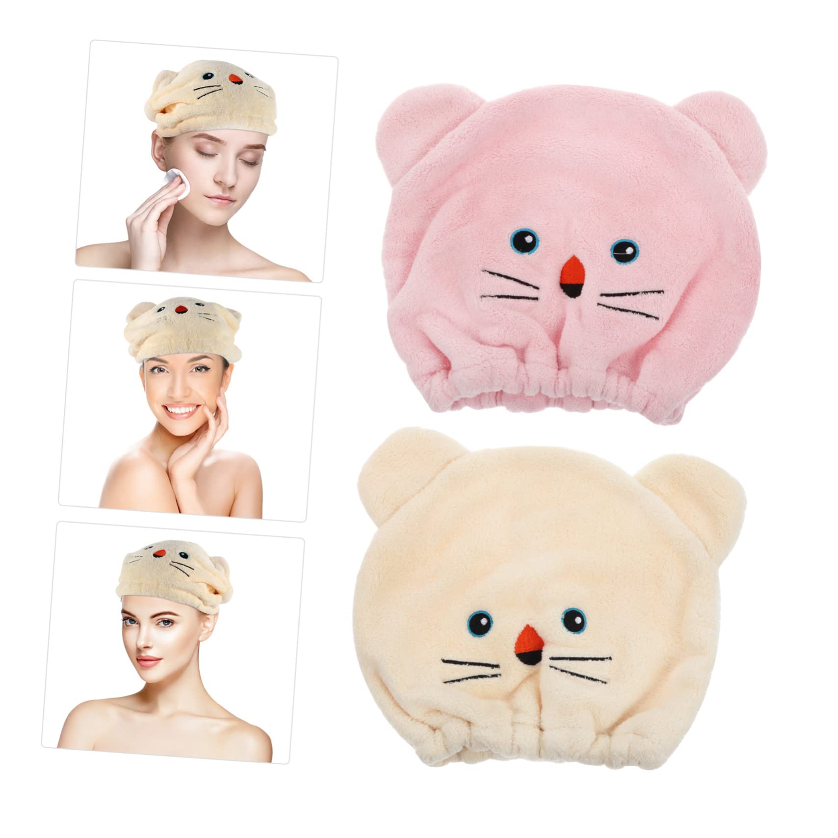 MERRYHAPY Cartoon Hair Drying Hat 2 Pack Absorbent Hair Cap Head Wrap Towel Bath Towel for Kids